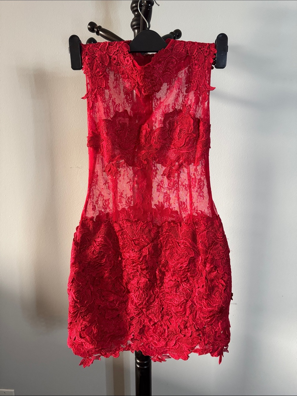 Caribbean Queen Red Lace Mini Dress